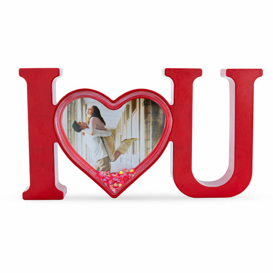 Red Letters "I Love You" Plastic Picture Water Frame with LED Lights Romantic Valentine's Day Figurine