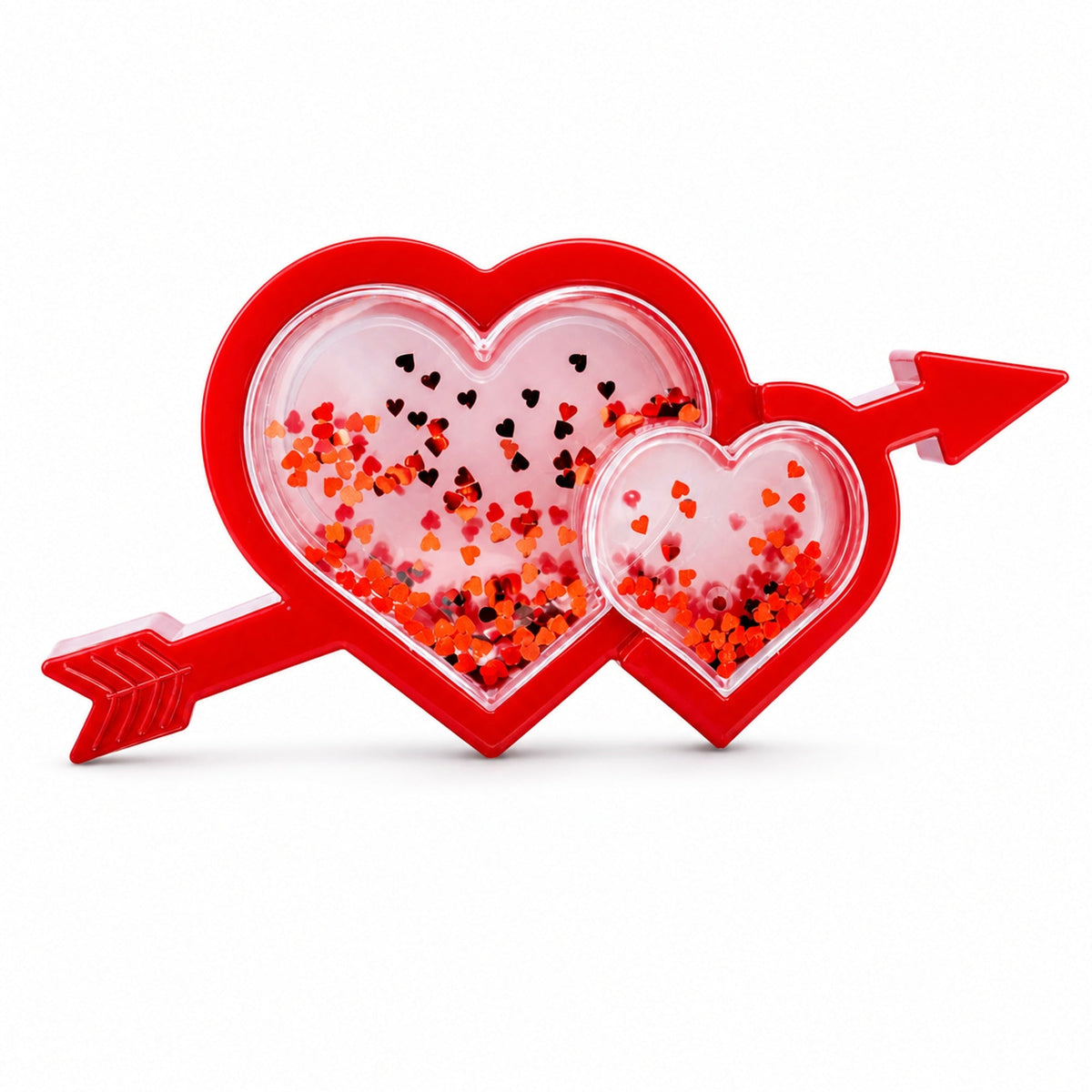 Red Heart and Arrow Shaker Glitter Effect LED Plastic Water Picture Frame Romantic Valentine's Day Figurine