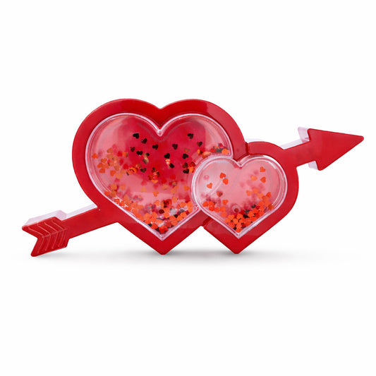 Red Heart and Arrow Shaker Glitter Effect LED Plastic Water Picture Frame Romantic Valentine's Day Figurine