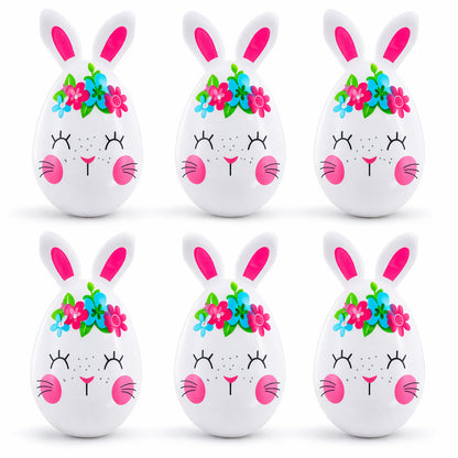 Set of 6 Floral Bunnies Plastic Easter Eggs 3.25 Inches