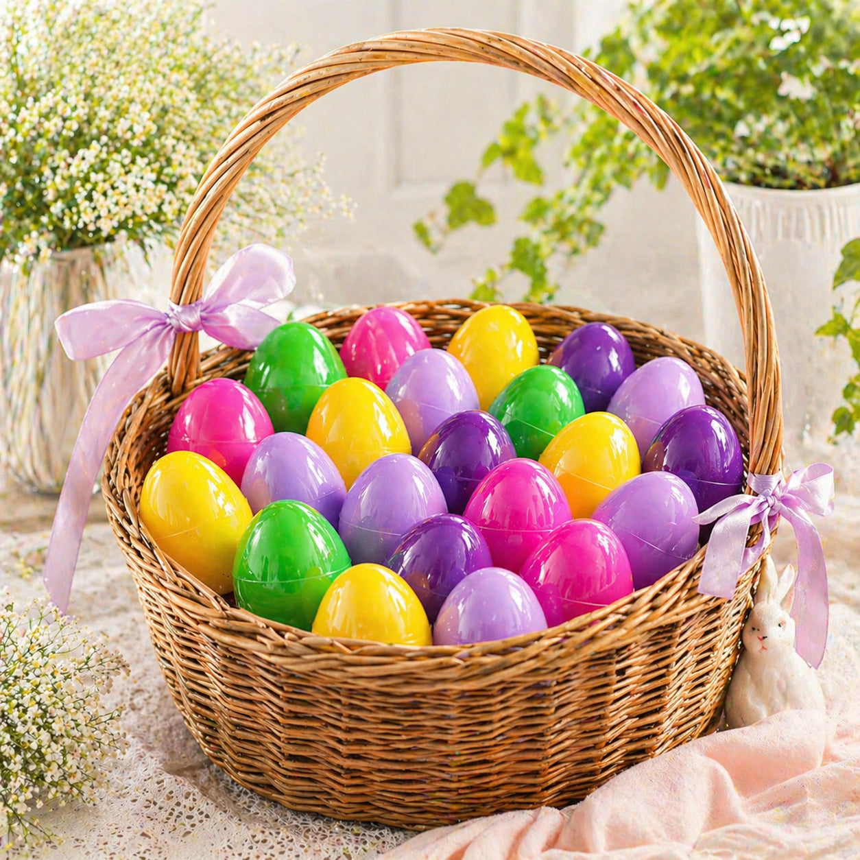 Set of 24 Mini Multicolored Plastic Easter Eggs 1.75 Inches