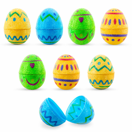 Set of 8 Sugar coated Geometric Plastic Easter Eggs 2.25 Inches