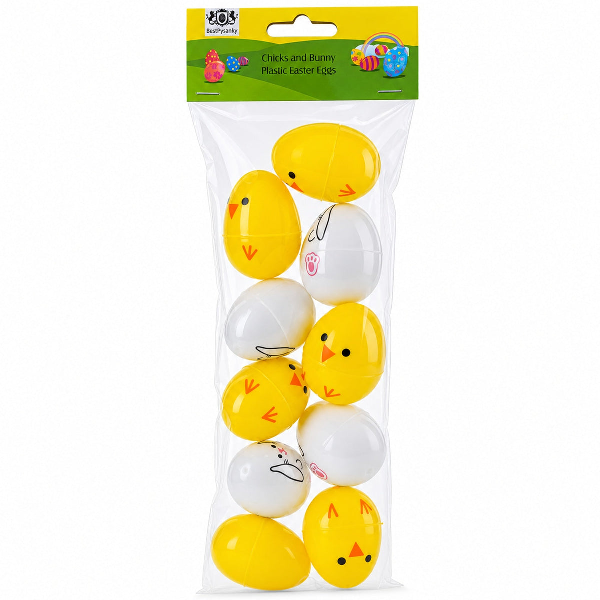 10 Playful Bunny & Chick Plastic Easter Egg 2.25 Inches