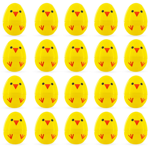 Set of 20 Chicks Fillable Plastic Easter Eggs 2.25 Inches