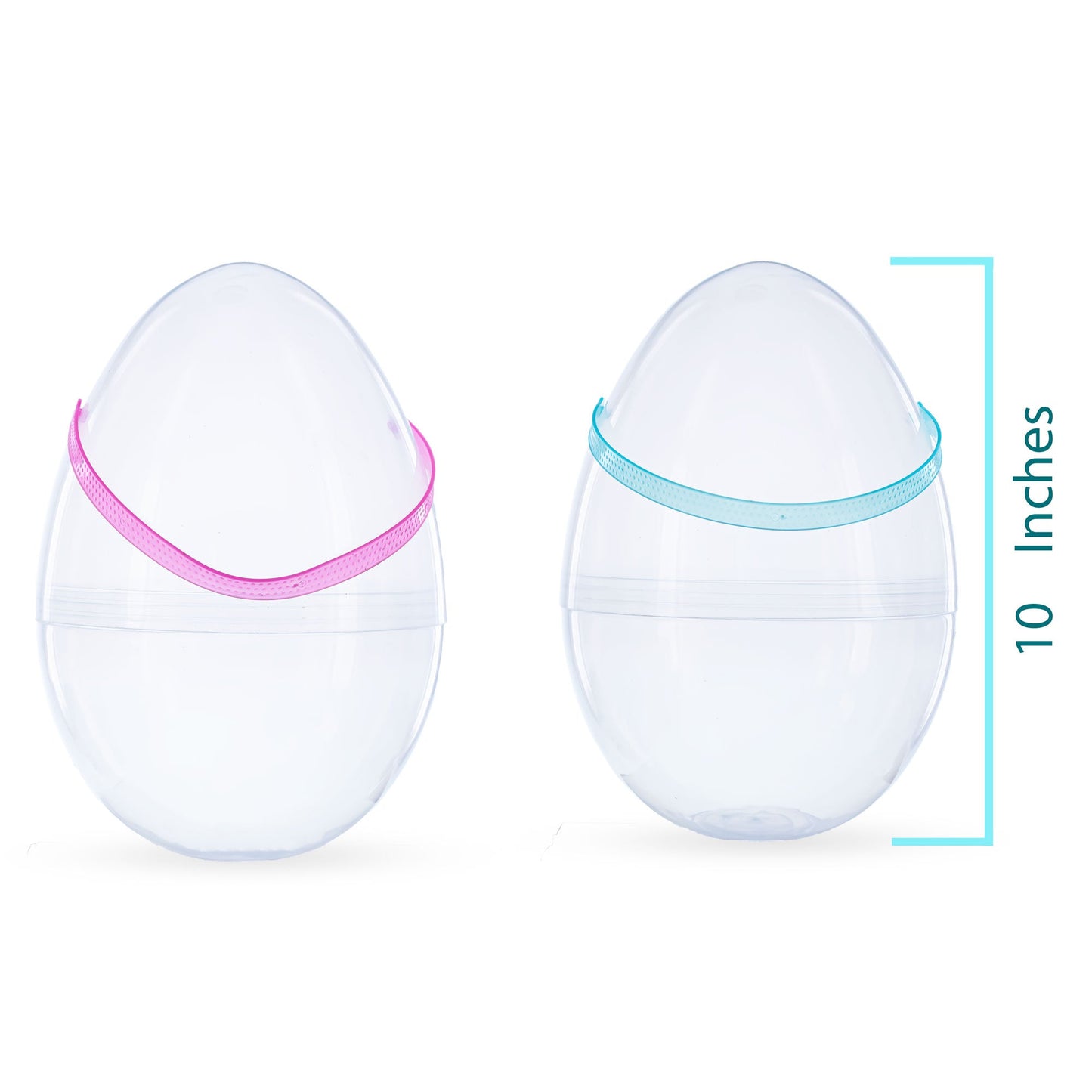 Set of 2 Transparent Jumbo Large Size Plastic Easter Eggs with Handles 10 Inches