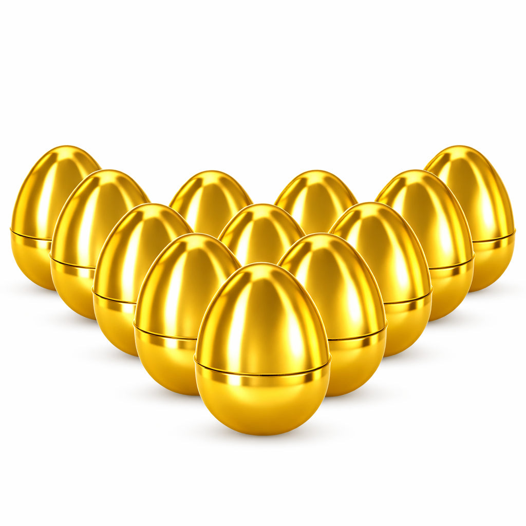 Set of 12 Very Shiny Golden Plastic Easter Eggs, 2.25 Inches