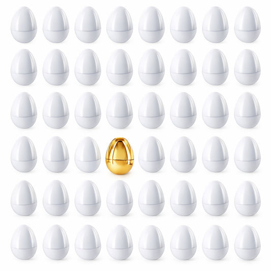 47 White Plastic Easter Eggs + 1 Surprise Golden Egg Set