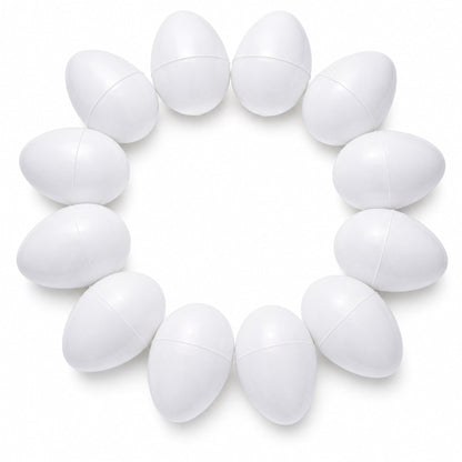 12 White Plastic Easter Eggs