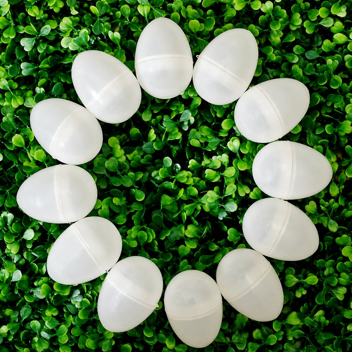 12 White Plastic Easter Eggs