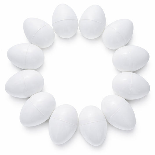12 White Plastic Easter Eggs