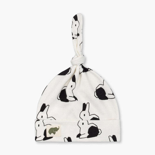 Top Knot Cap - Black + White Bunnies