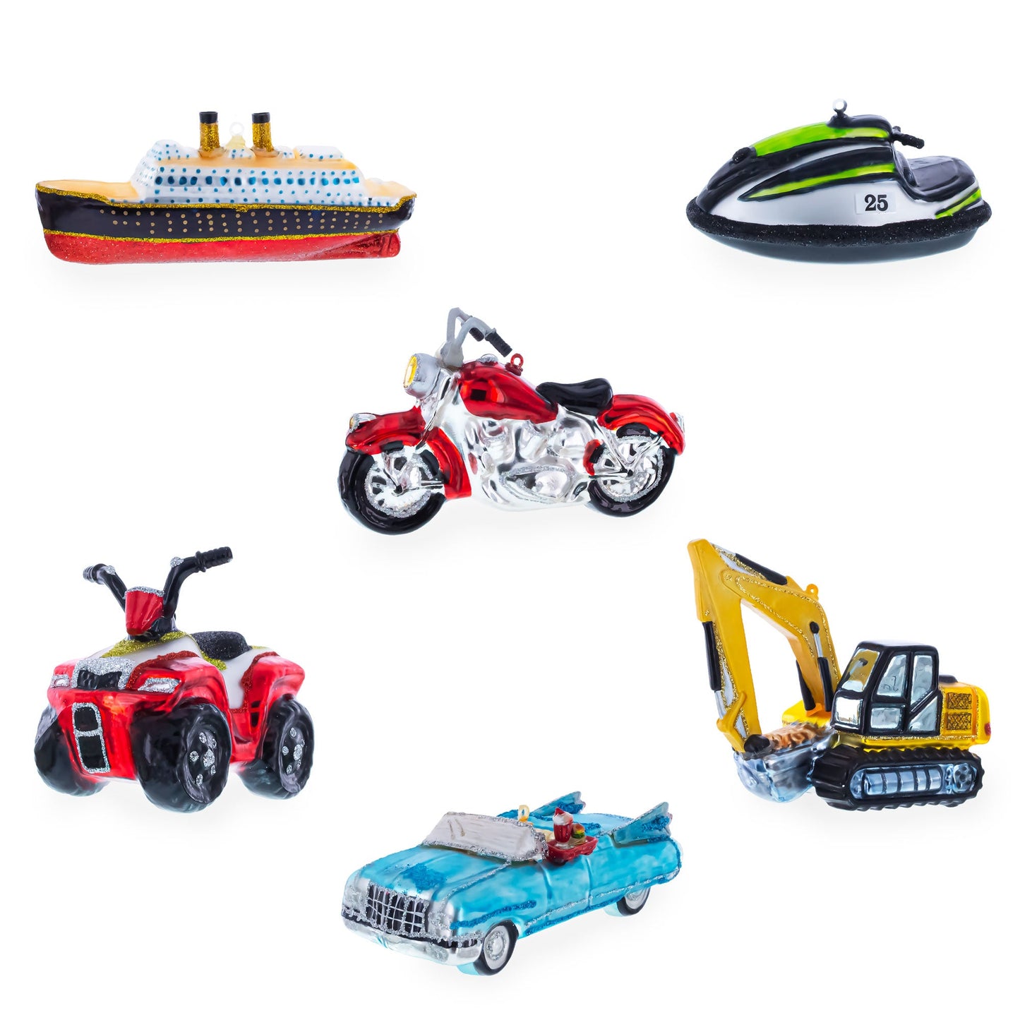 Road Roller Blown Glass Christmas Ornament