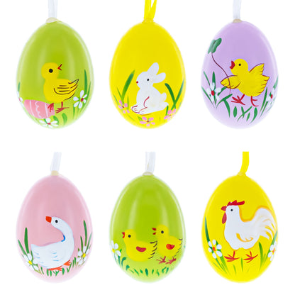 Set of 6 Real Eggshell Bunny and Friends Easter Eggs Ornaments