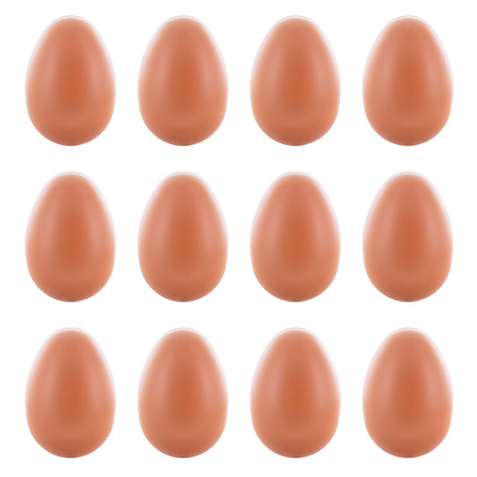 Set of 12 Brown Hollow Plastic Dummy Fake Nest Eggs 2.25 Inches