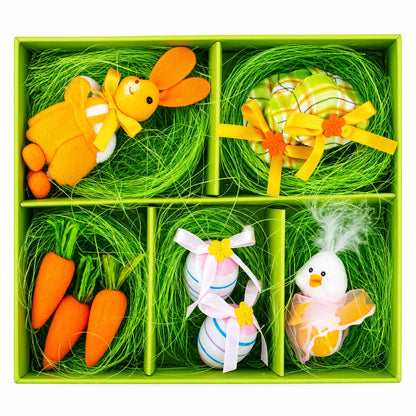 9 Easter Bunny, Hats, Eggs, Chick, Carrots Figurines
