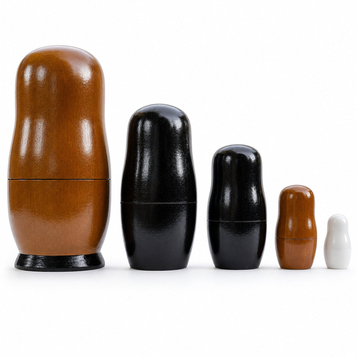 5 Dogs Wooden Nesting Figurines 6.5 Inches
