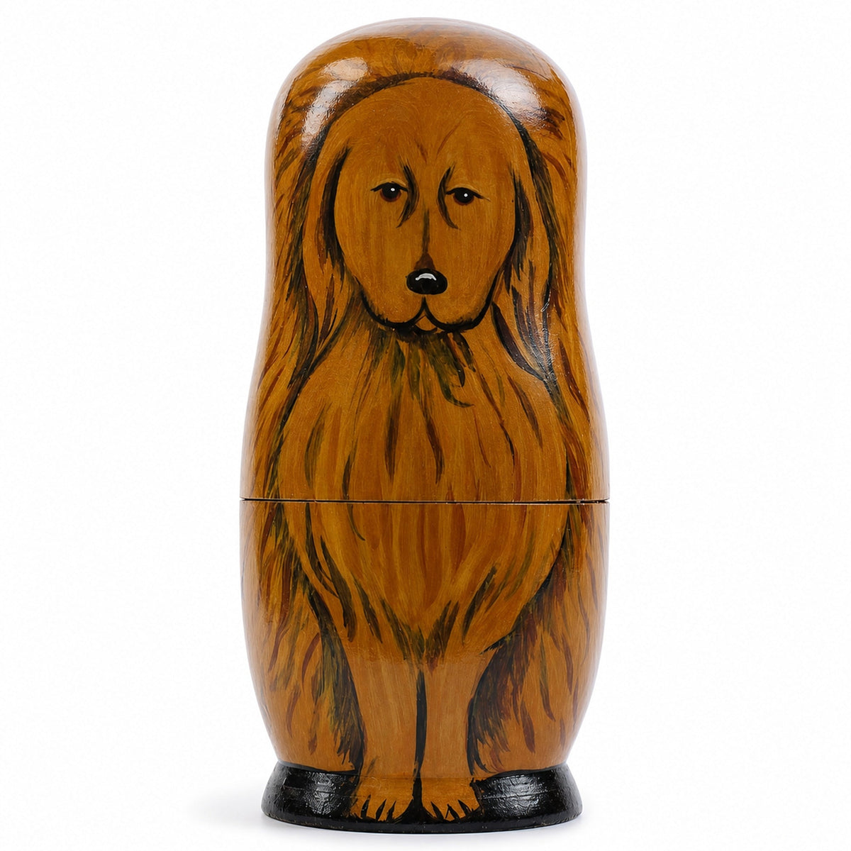 5 Dogs Wooden Nesting Figurines 6.5 Inches