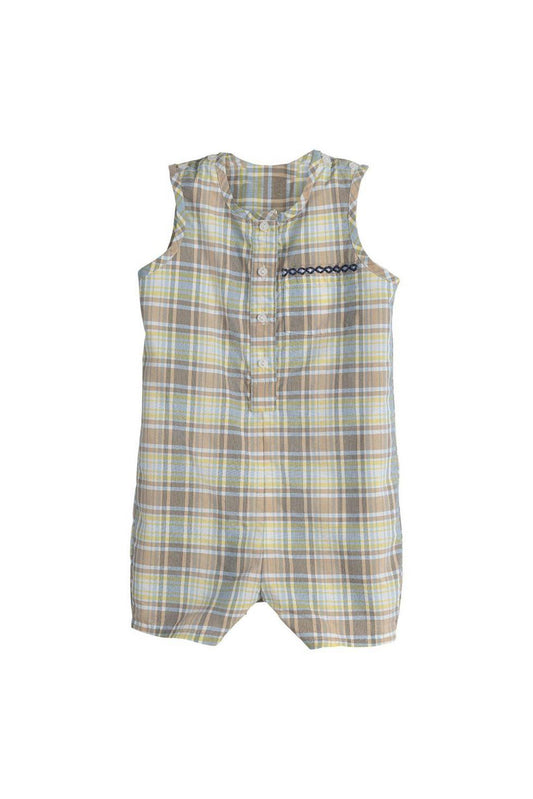 Johnny Romper in Lemon Sky Check