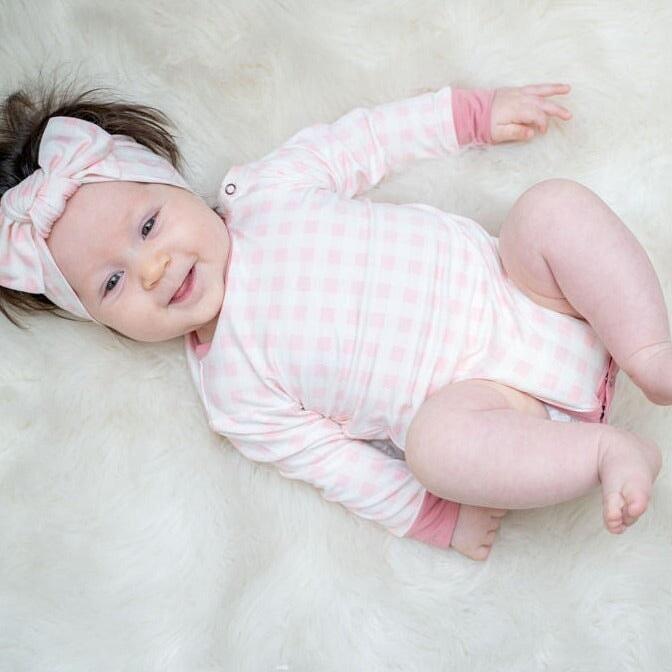 Long Sleeve Bodysuit - Pink Gingham