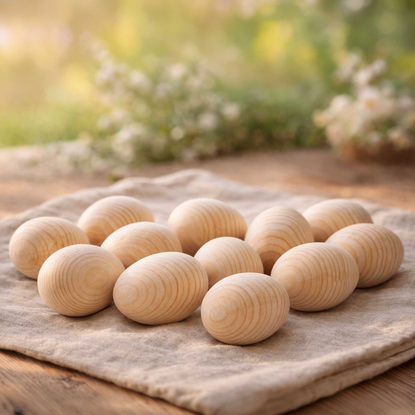 Set of 12 Unpainted Blank Unfinished Wooden Eggs 2.5 Inches