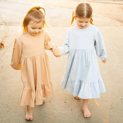 3 Tier Sweater Dress - Bashful Blue - Terry
