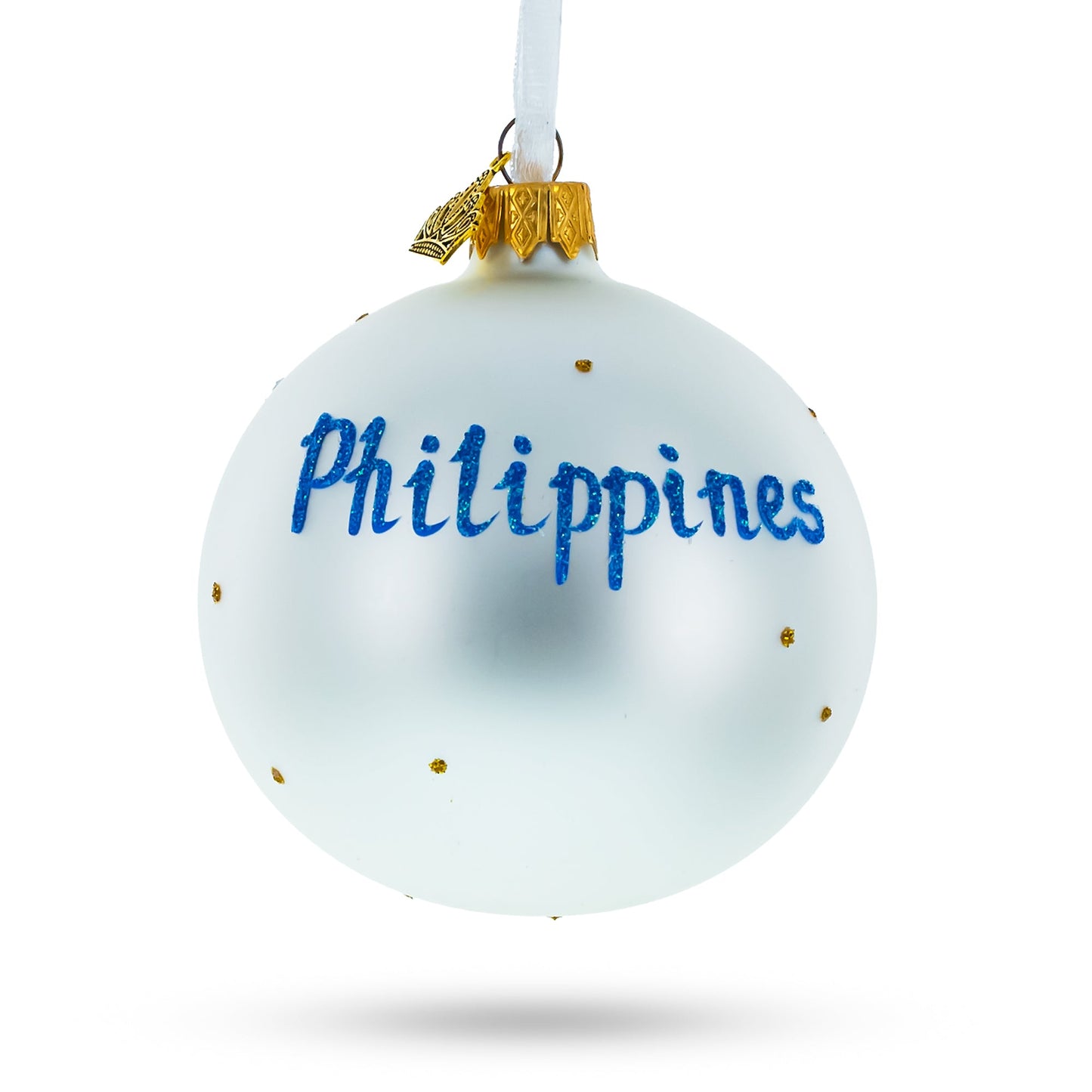 Flag of Philippines Glass Ball Christmas Ornament 3.25 Inches