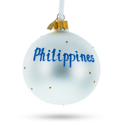 Flag of Philippines Glass Ball Christmas Ornament 3.25 Inches