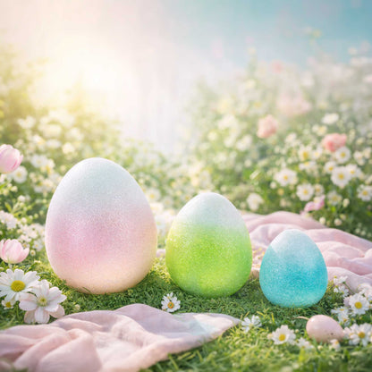 Set of Three Gradient Jumbo Large Easter Eggs 8 Inches