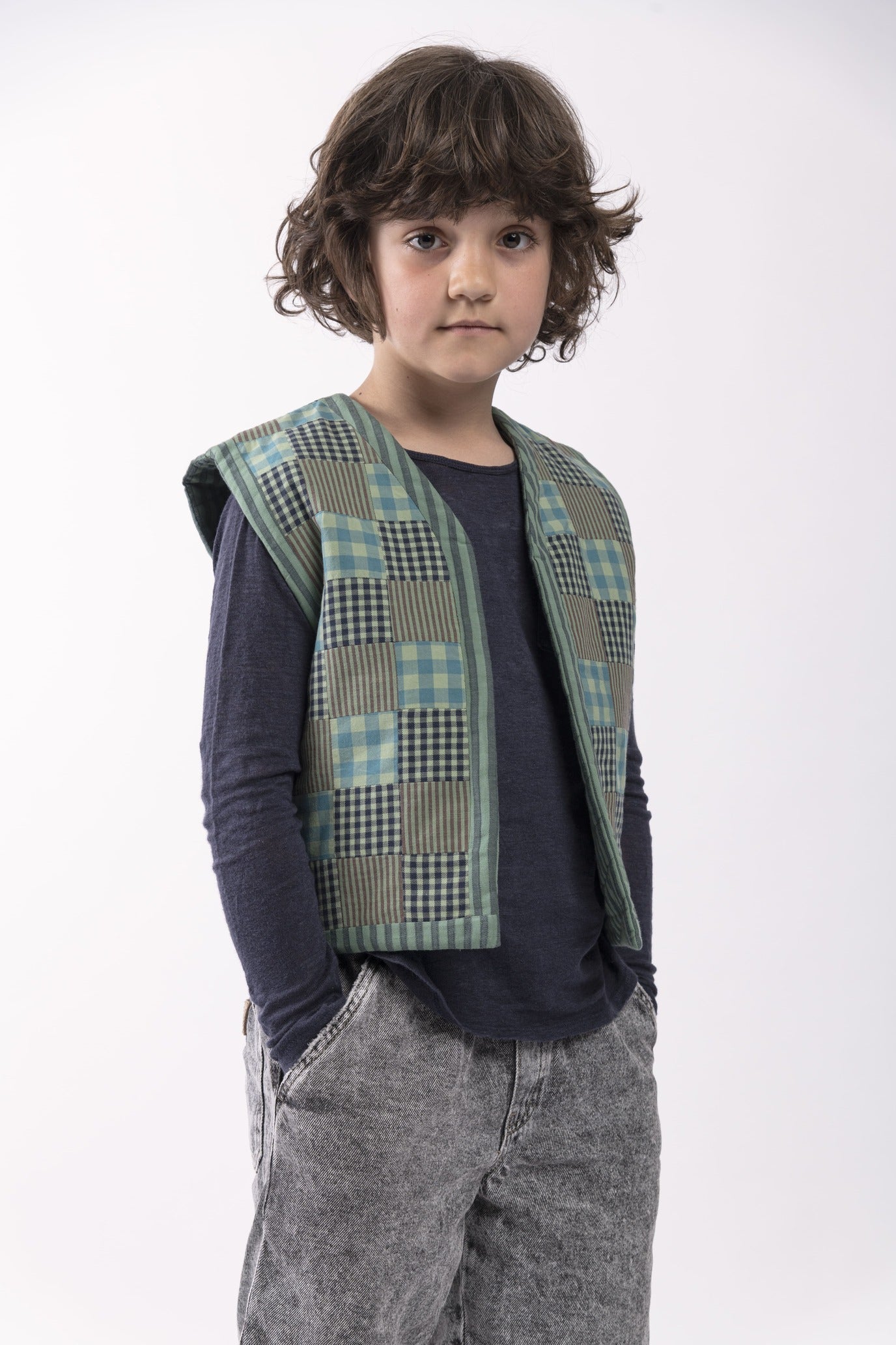 Reversible Kids Vest - Mint Patchwork