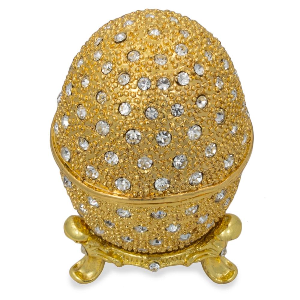 200 Crystals Gold Enamel Royal Inspired Metal Easter Egg 2.5 Inches