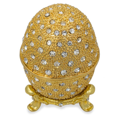 200 Crystals Gold Enamel Royal Inspired Metal Easter Egg 2.5 Inches