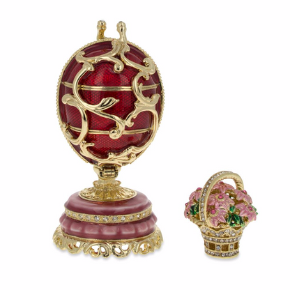 1899-1903 Spring Flowers in Red Royal Imperial Egg 3 Inches