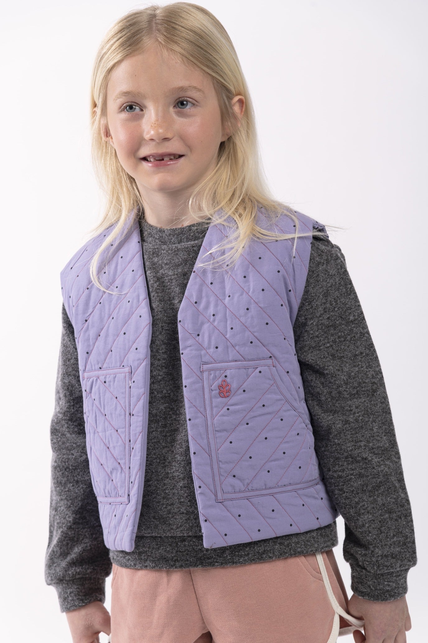 Reversible Quilted Kids Vest - Fuchsia Liberty Fabric