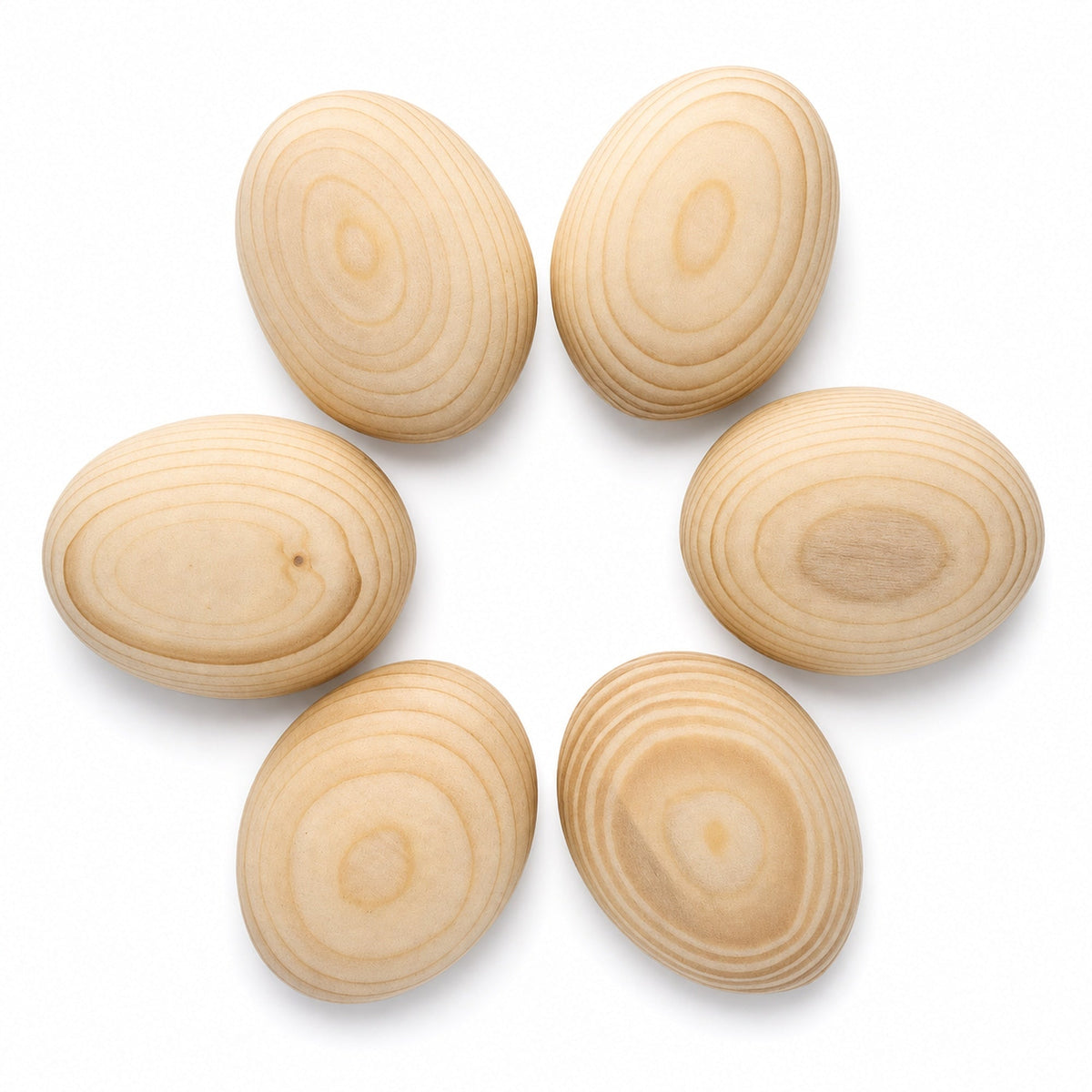 6 Unfinished Unpainted Raw Wood Ukrainian Wooden Easter Eggs DIY Craft 2.25 Inches