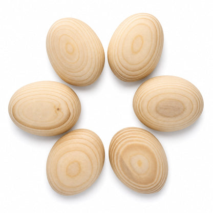 6 Unfinished Unpainted Raw Wood Ukrainian Wooden Easter Eggs DIY Craft 2.25 Inches